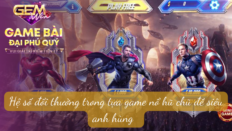 Hệ số đổi thưởng trong tựa game nổ hũ chủ đề siêu anh hùng  